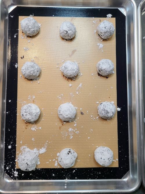 Chocolate crinkle cookies pre bake