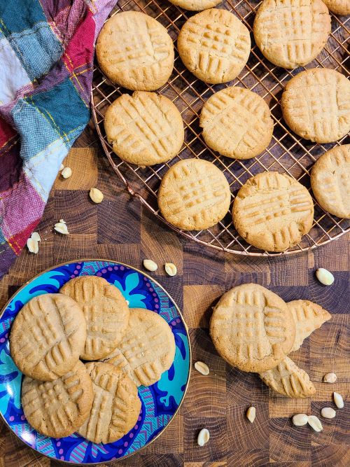 Top view of peanut butter cookies