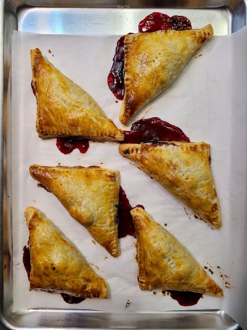 Blackberry turnovers after baking