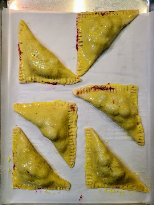 Blackberry turnovers with egg wash