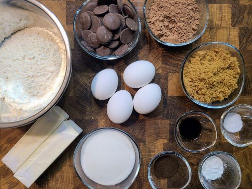 Ingredients for chocolate madeleines