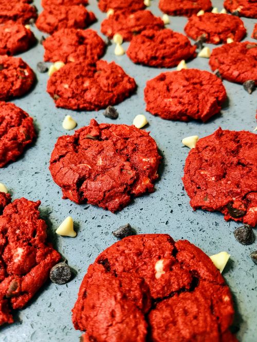 Rows of Red Velvet Cookies