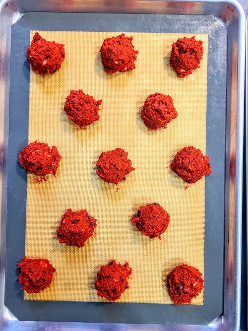 Red Velvet Cookies before baking