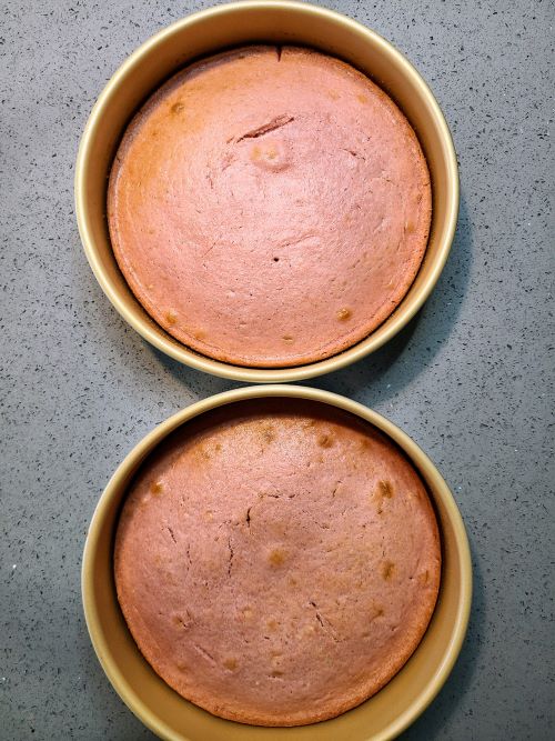 Strawberry cake after baking