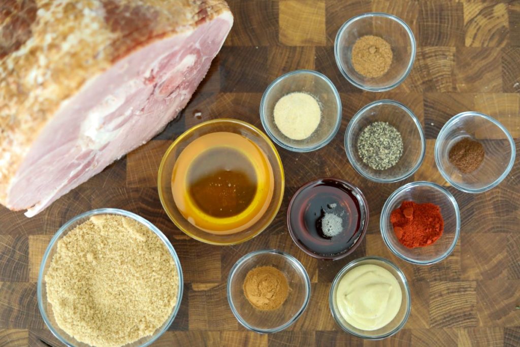 Ingredients for honey glazed ham