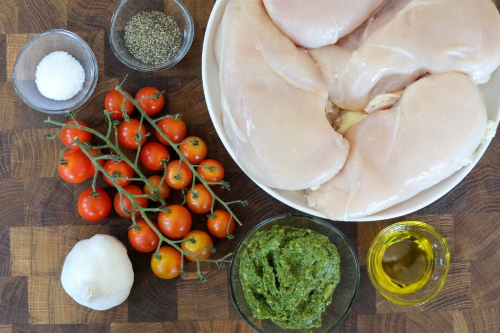 Ingredients for pesto chicken