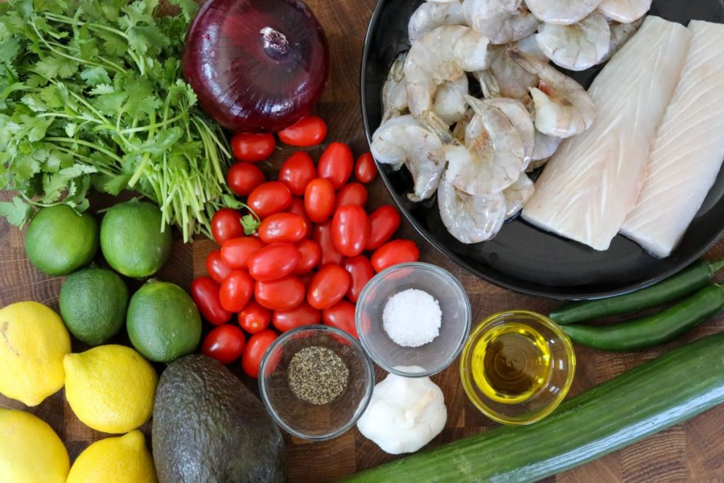 Ingredients for ceviche