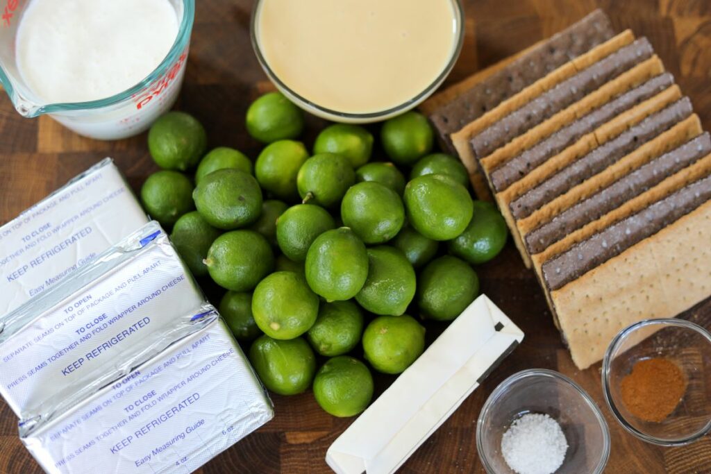 Ingredients for key lime cheesecake