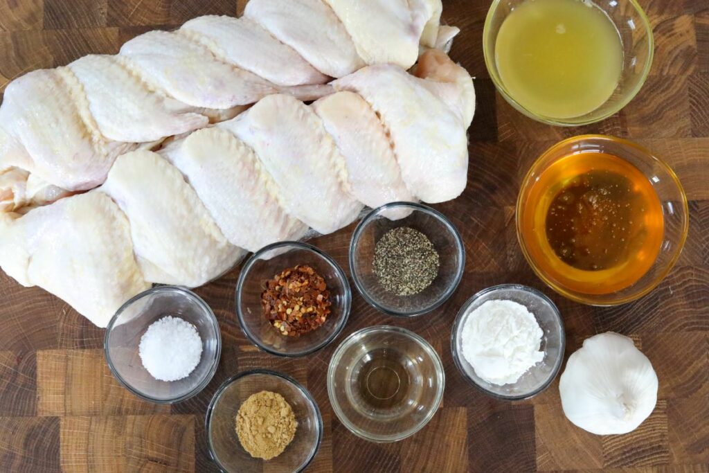 Ingredients for honey chicken wings