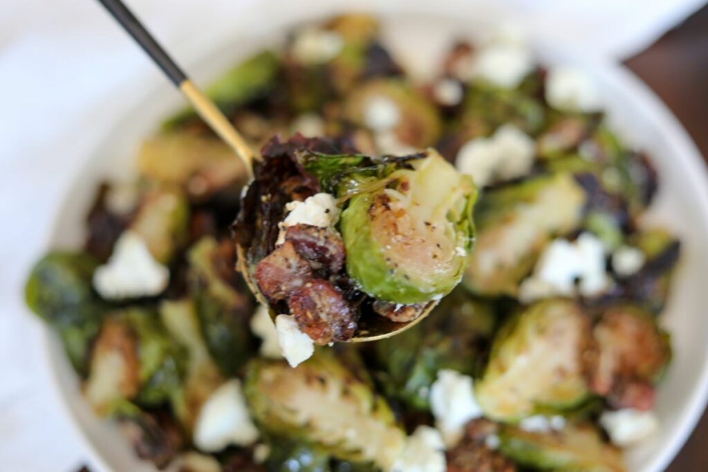A spoonful of maple brussels sprouts