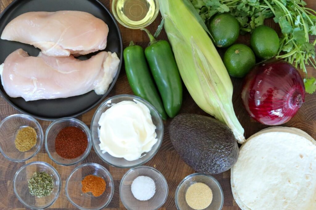 Ingredients for chicken tacos