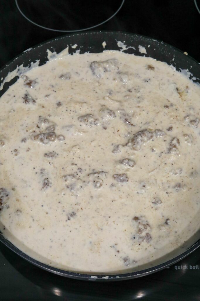 Sausage gravy in a pan