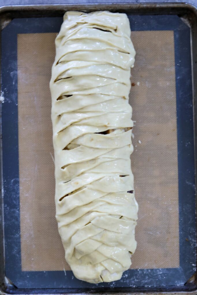 Braided strudel on a lined sheet pan