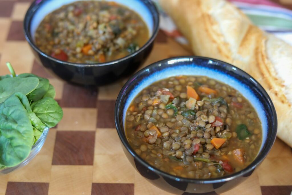two bowls of lentil soup