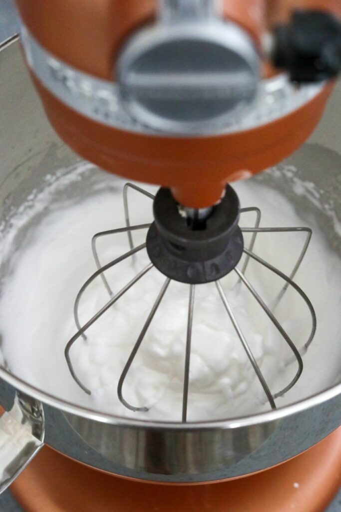 Stiff peak egg whites in a stand mixer
