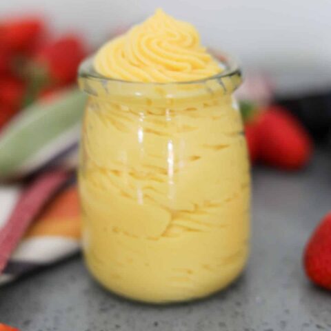 Crème patisserie in a glass jar