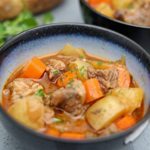 A bowl of Irish beef stew