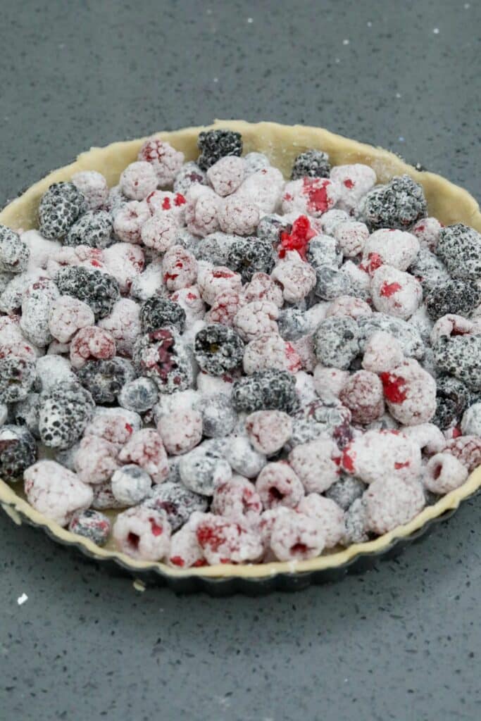berry filling in a tart shell