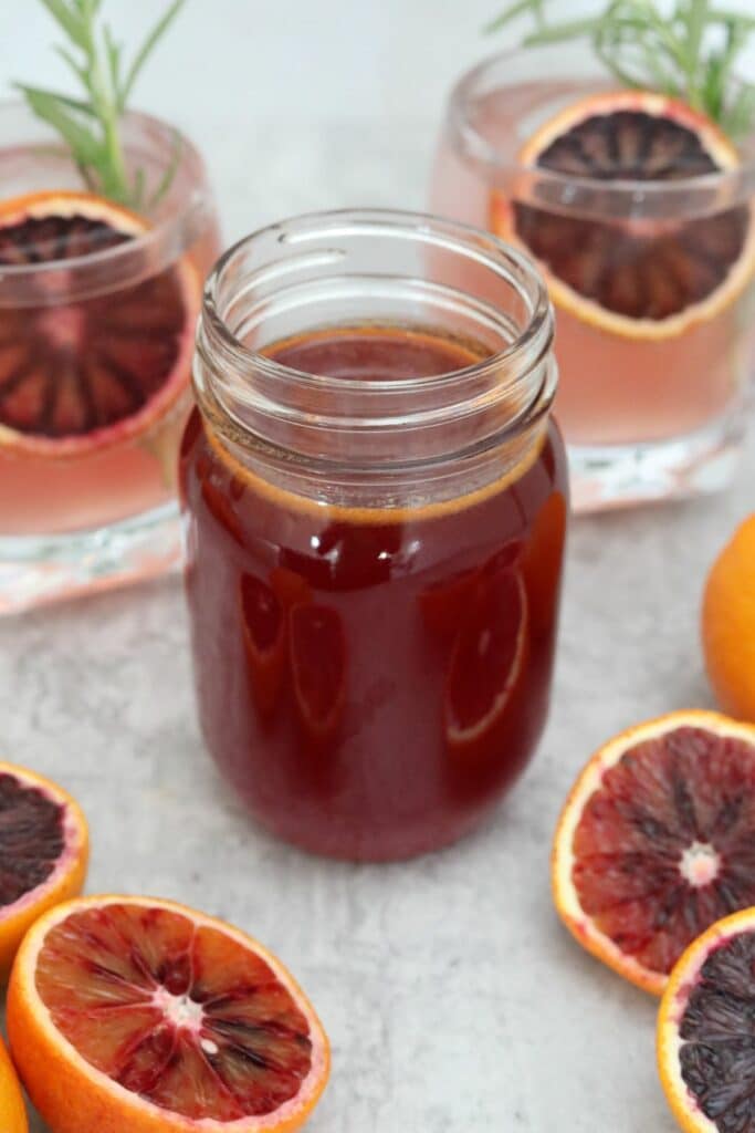 A jar of blood orange syrup