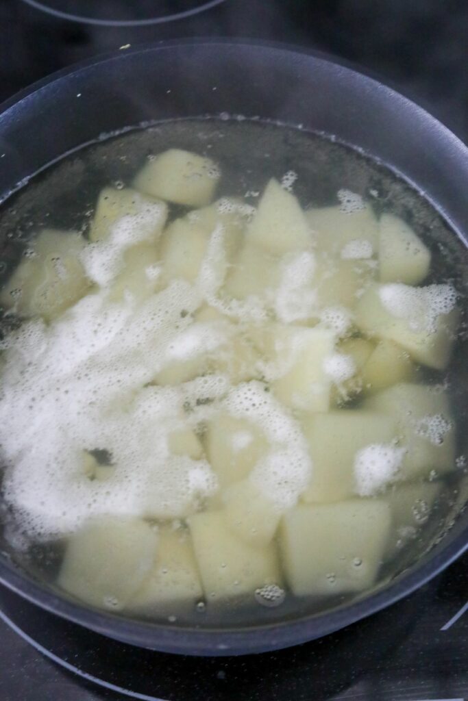 Cooking potatoes in a pot