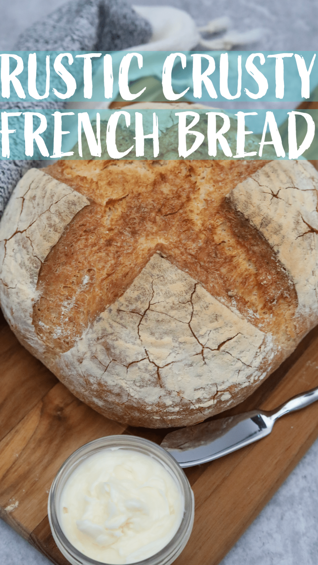 Crusty French bread Pinterest pin