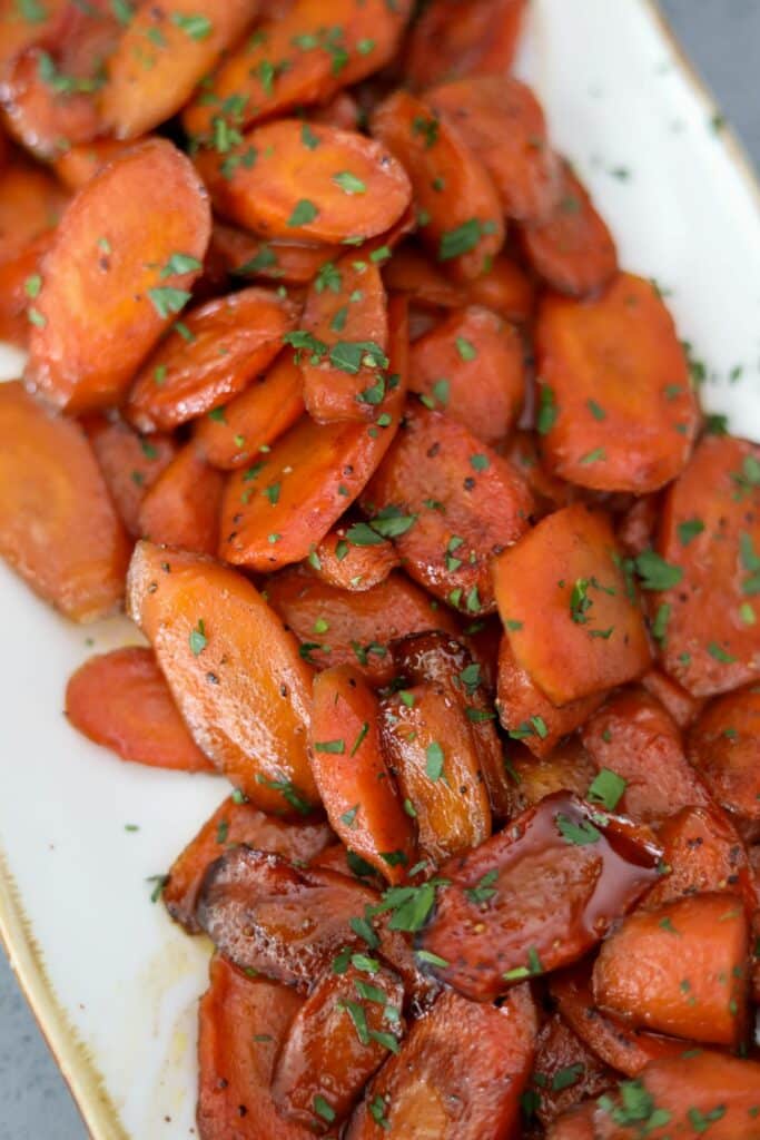 Close up of glazed carrots