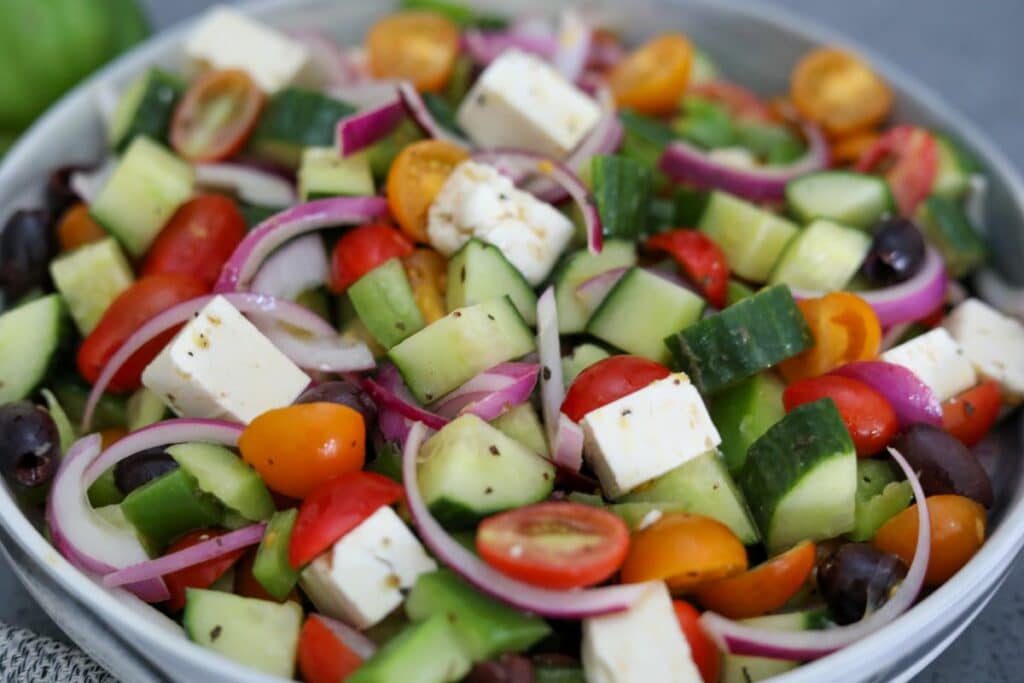 Close up of Greek salad