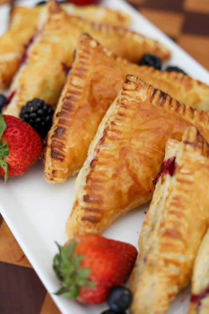 Close up of berry turnovers