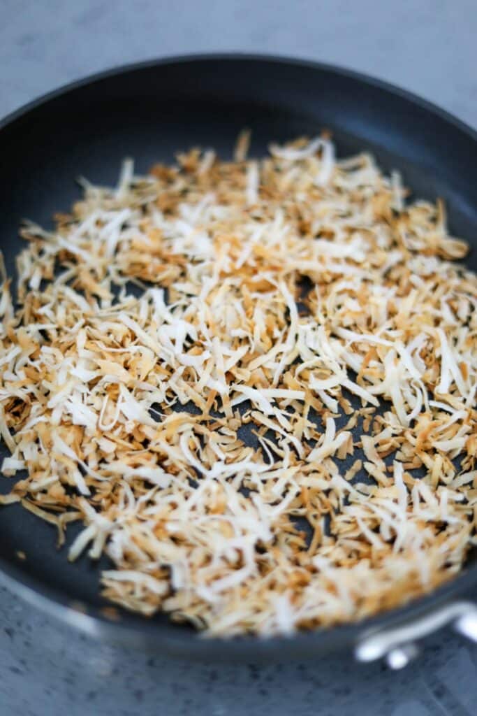 Pan of toasted coconut