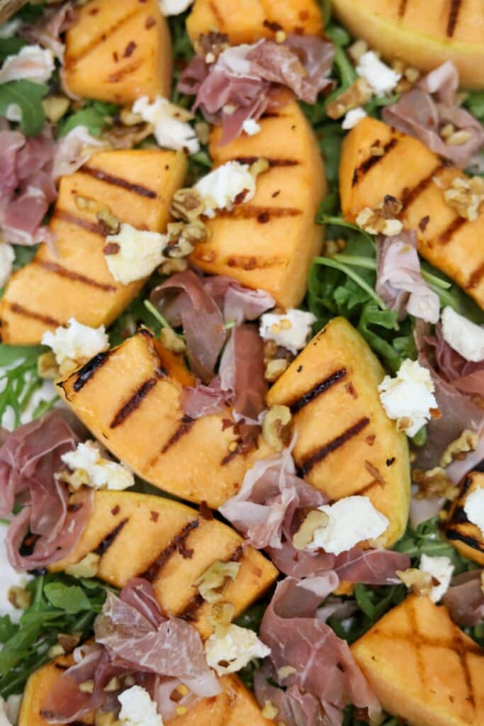 Close up of grilled cantaloupe salad