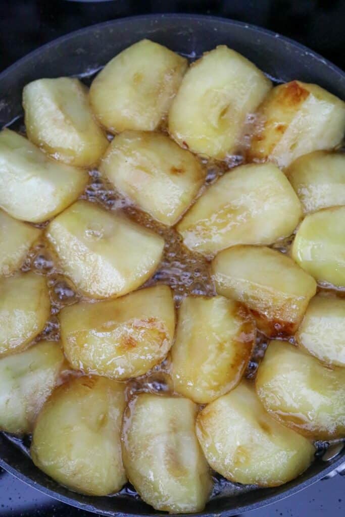 Apples cooking a pan