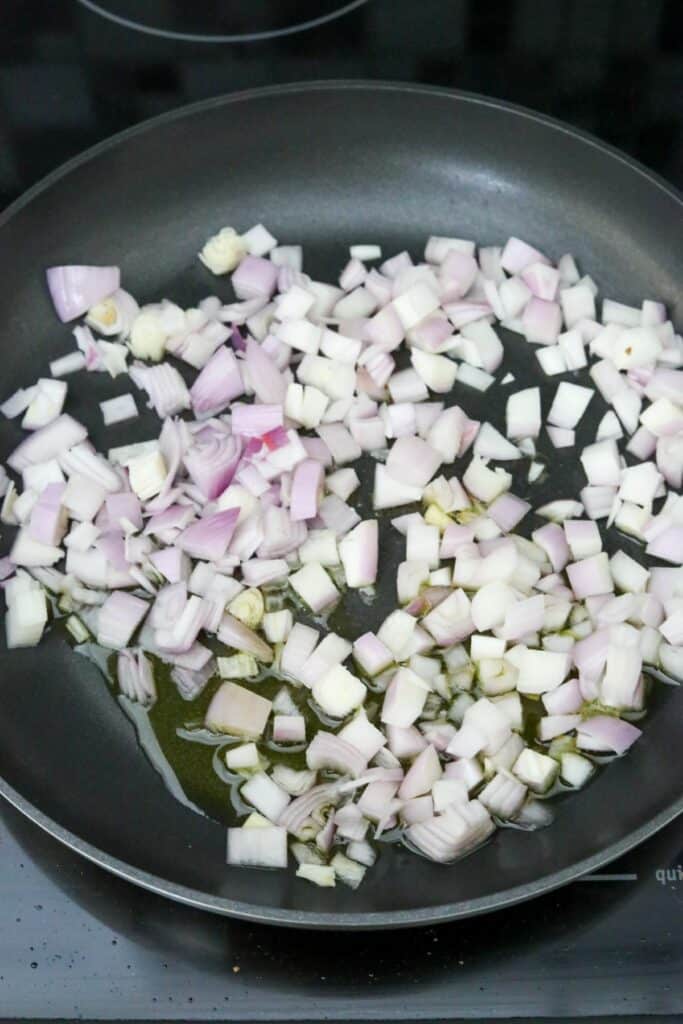 Shallots in a skillet
