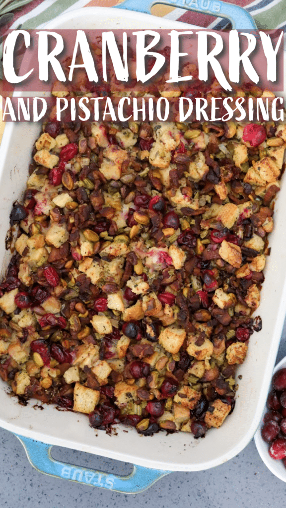 Cranberry and pistachio dressing Pinterest pin