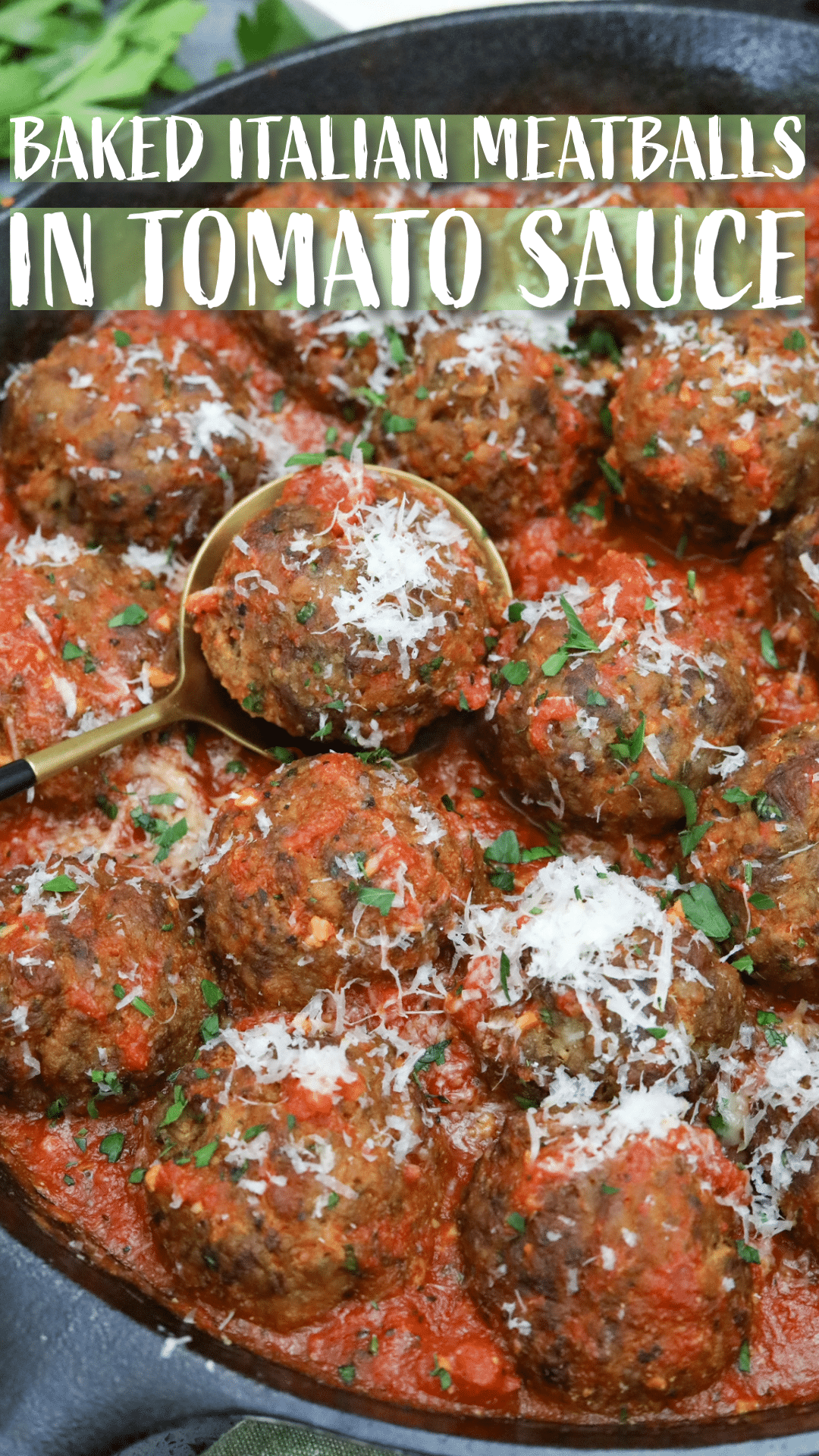 Italian meatballs in tomato sauce Pinterest pin