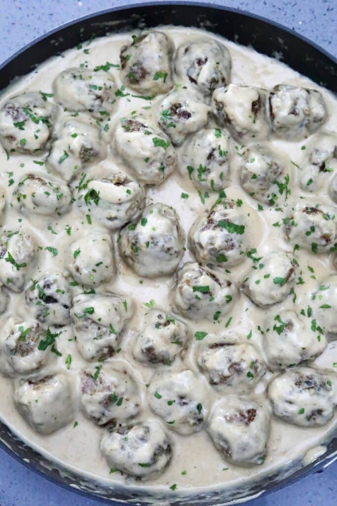 Swedish meatballs topped with parsley
