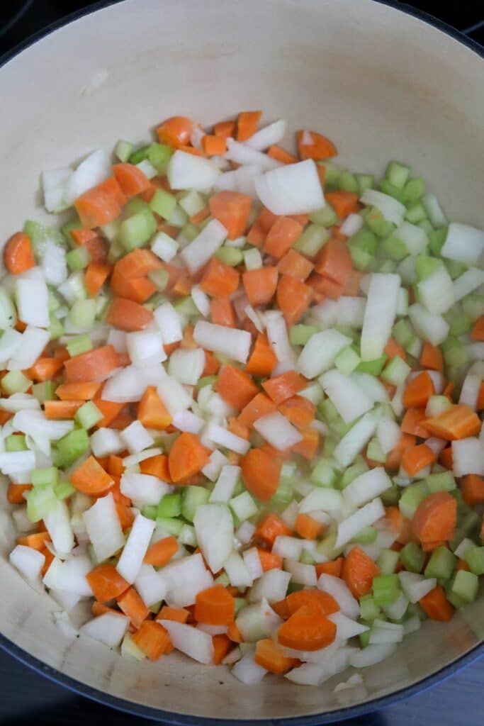 Cooking mirepoix in a Dutch oven