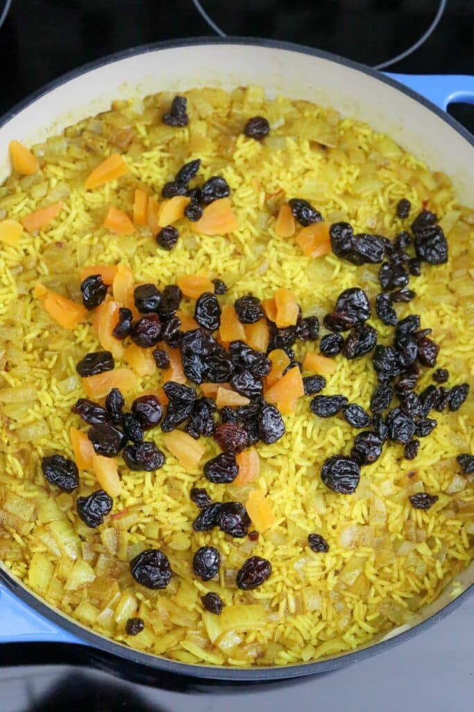 Dried fruit added to Moroccan rice pilaf