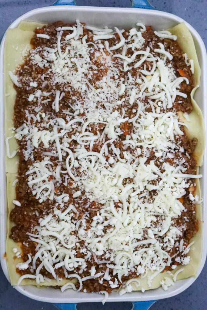 Uncooked lasagna Bolognese